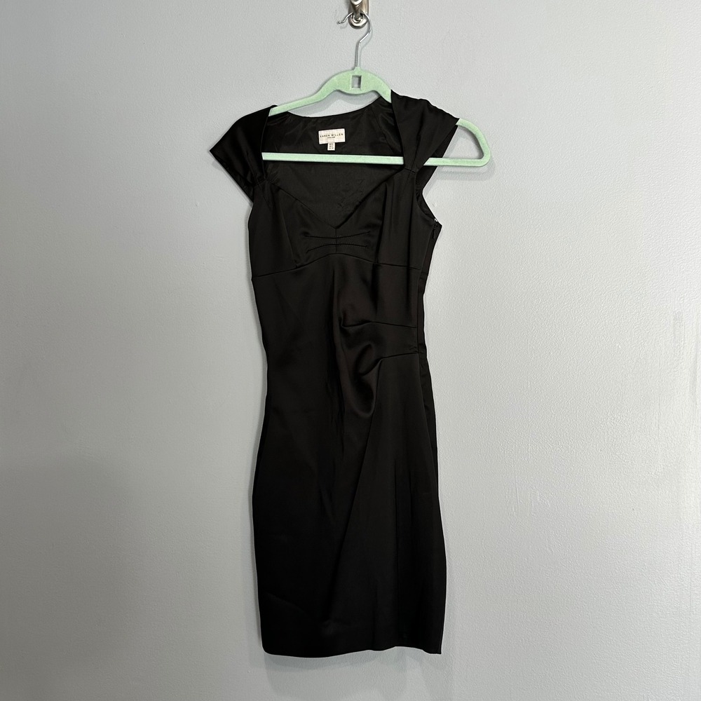 Karen Millen Black Sweetheart Neck Sheath Dress US 4 cocktail LBD mini party MOB